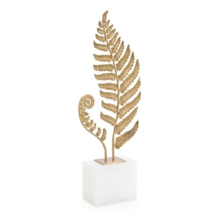Brass Frond Sculpture on Alabaster Base