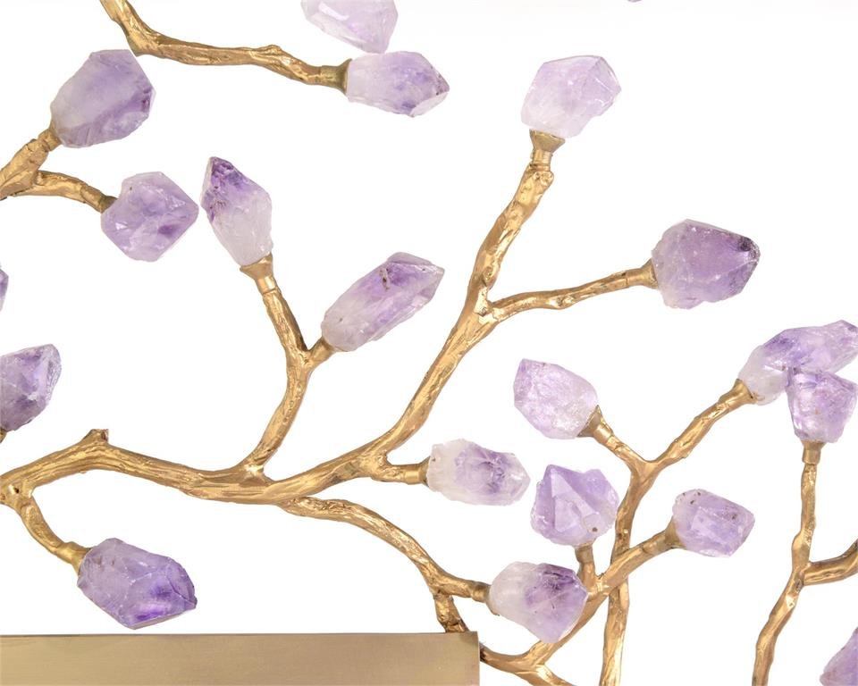Budding Amethyst Mirror Sleek Brass Frame
