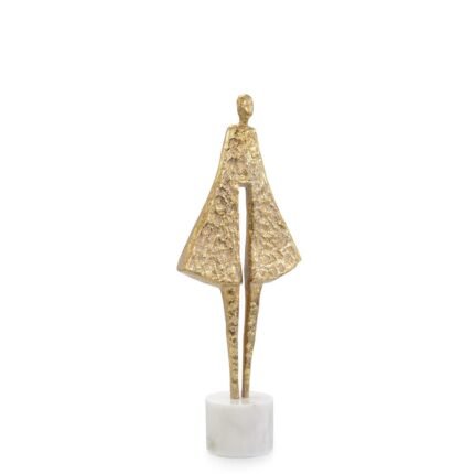 Candid Silhouette Sculpture on Marble, Brass