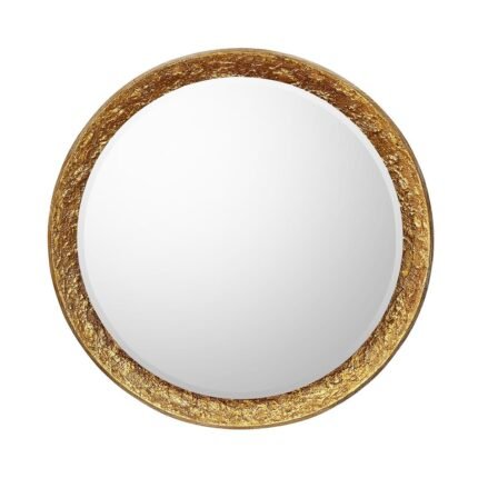 Gilded Oak Lighted Mirror, Round