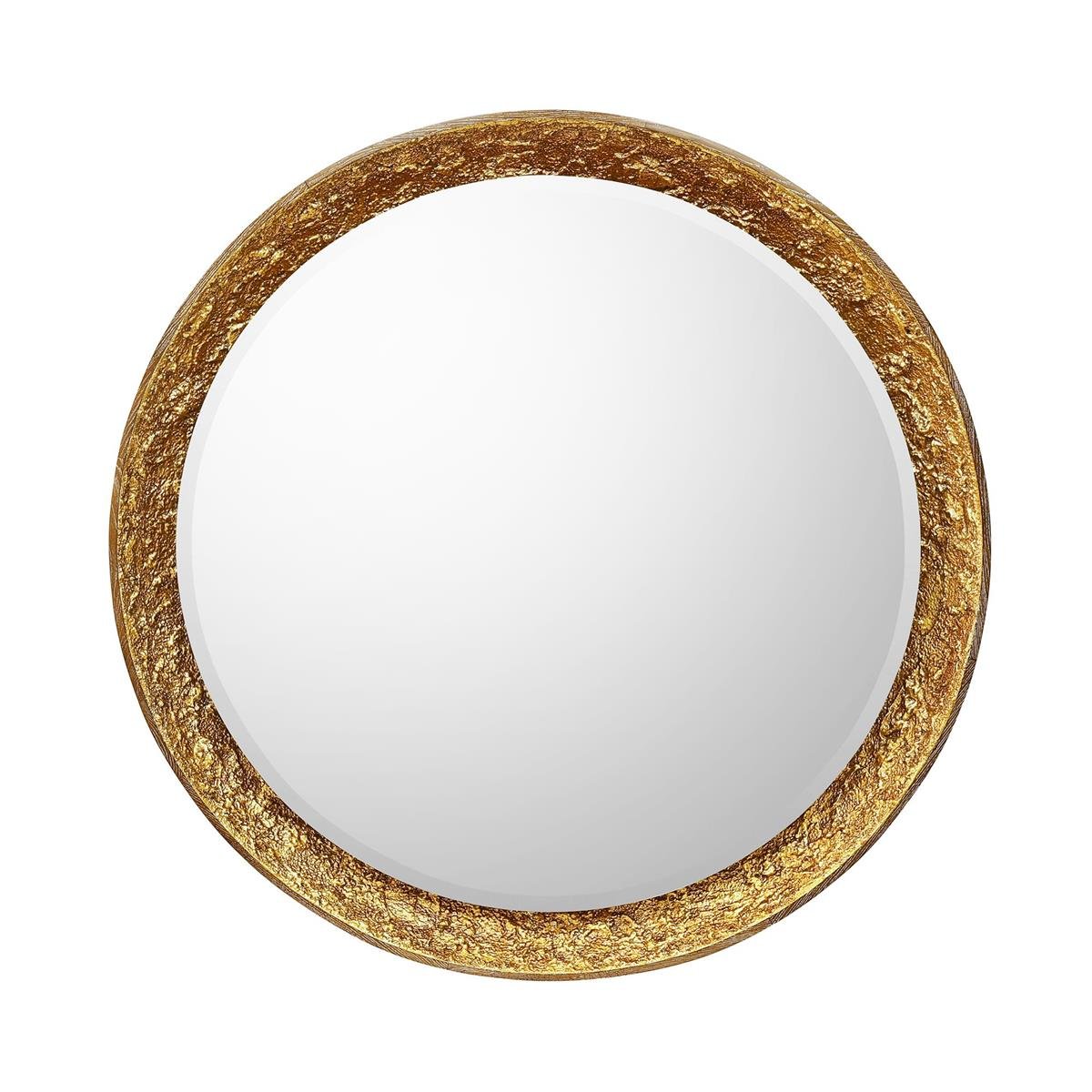 Gilded Oak Lighted Mirror, Round