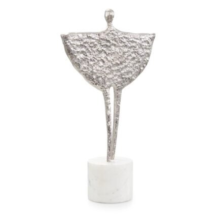 Playful Silhouette Sculpture on Marble, Nickel