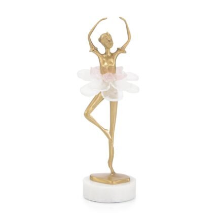 Selenite Ballet Sculpture on Marble Base II