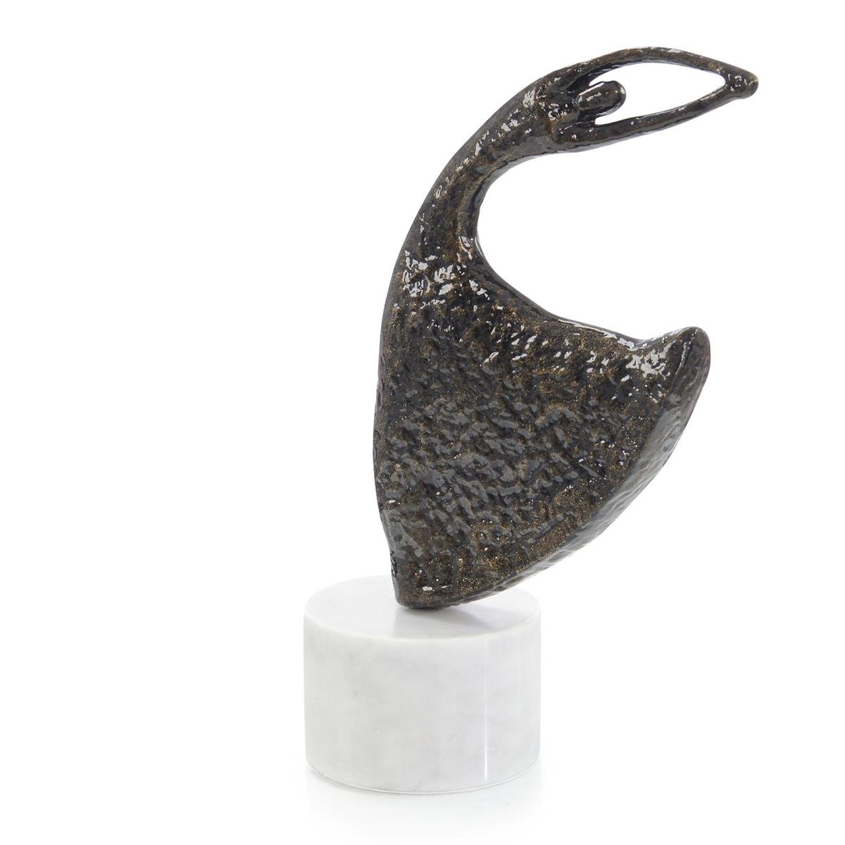 Windswept Waltz Sculpture on Marble, Black