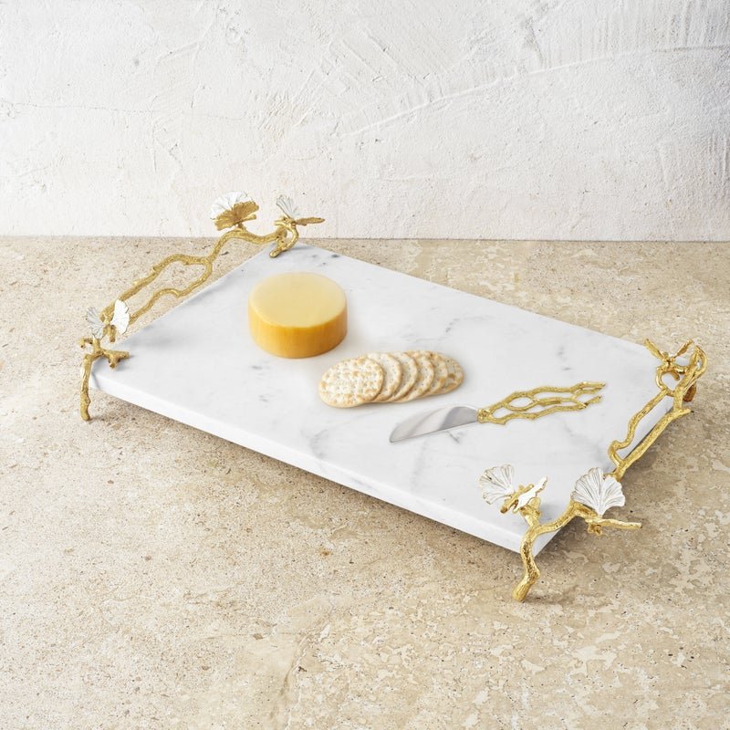 Butterfly Ginkgo Gold Cheese Board with Spreader - Image 3