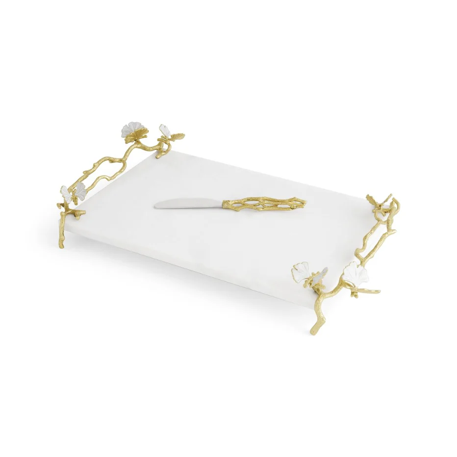 Butterfly Ginkgo Gold Cheese Board with Spreader - Image 5