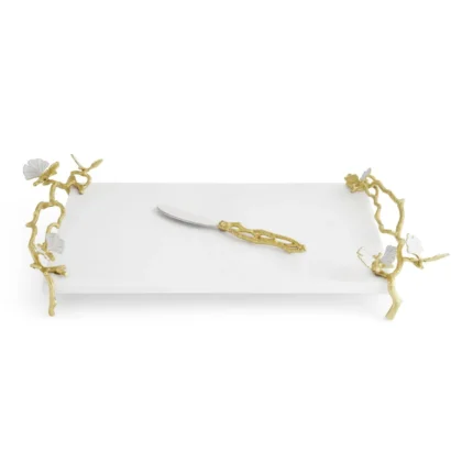 Butterfly Ginkgo Gold Cheese Board with Spreader