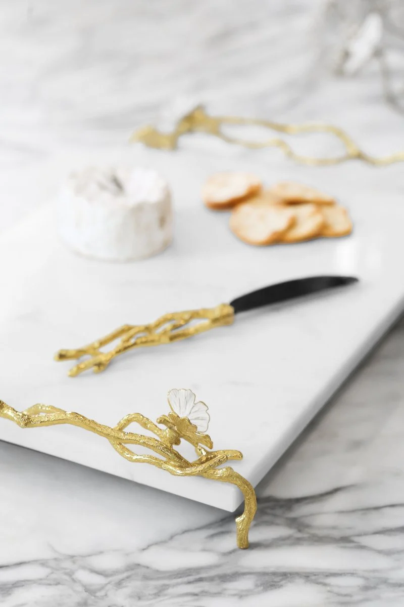 Butterfly Ginkgo Gold Cheese Board with Spreader - Image 7