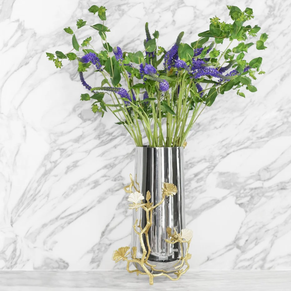 Butterfly Ginkgo Gold Vase - Image 10