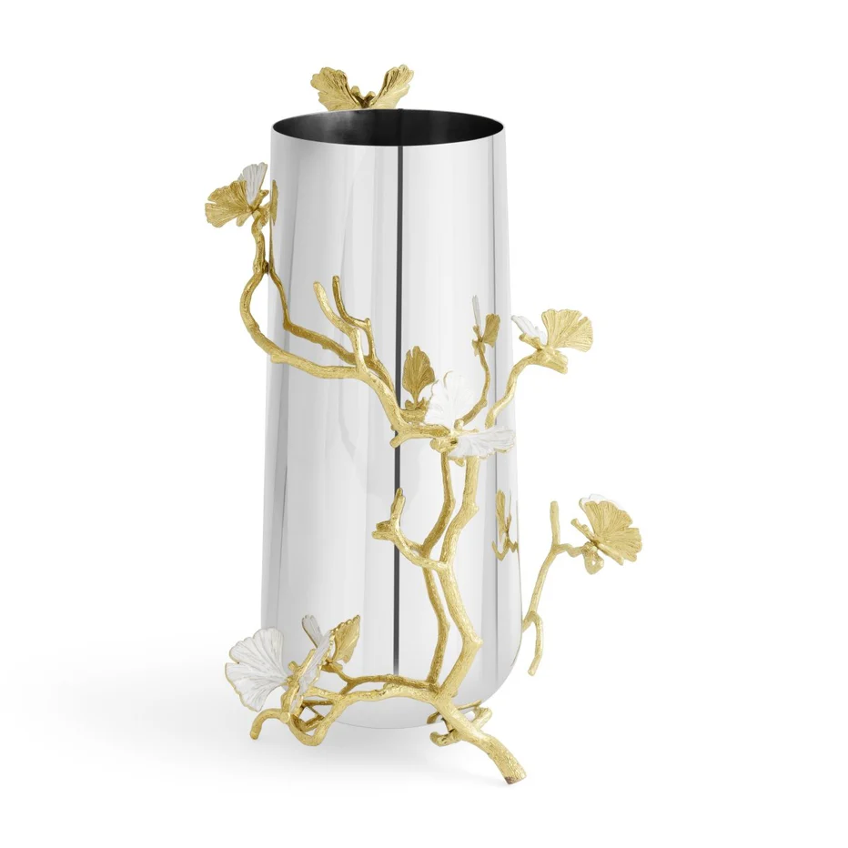 Butterfly Ginkgo Gold Vase - Image 15