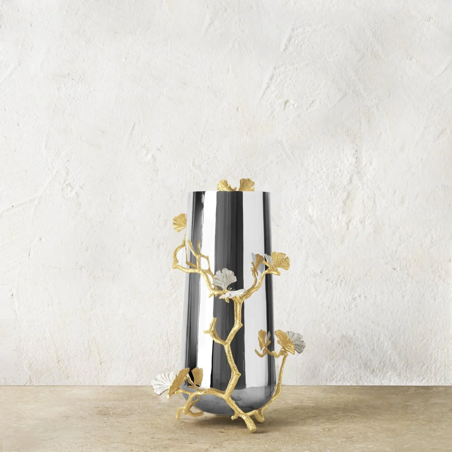 Butterfly Ginkgo Gold Vase - Image 8
