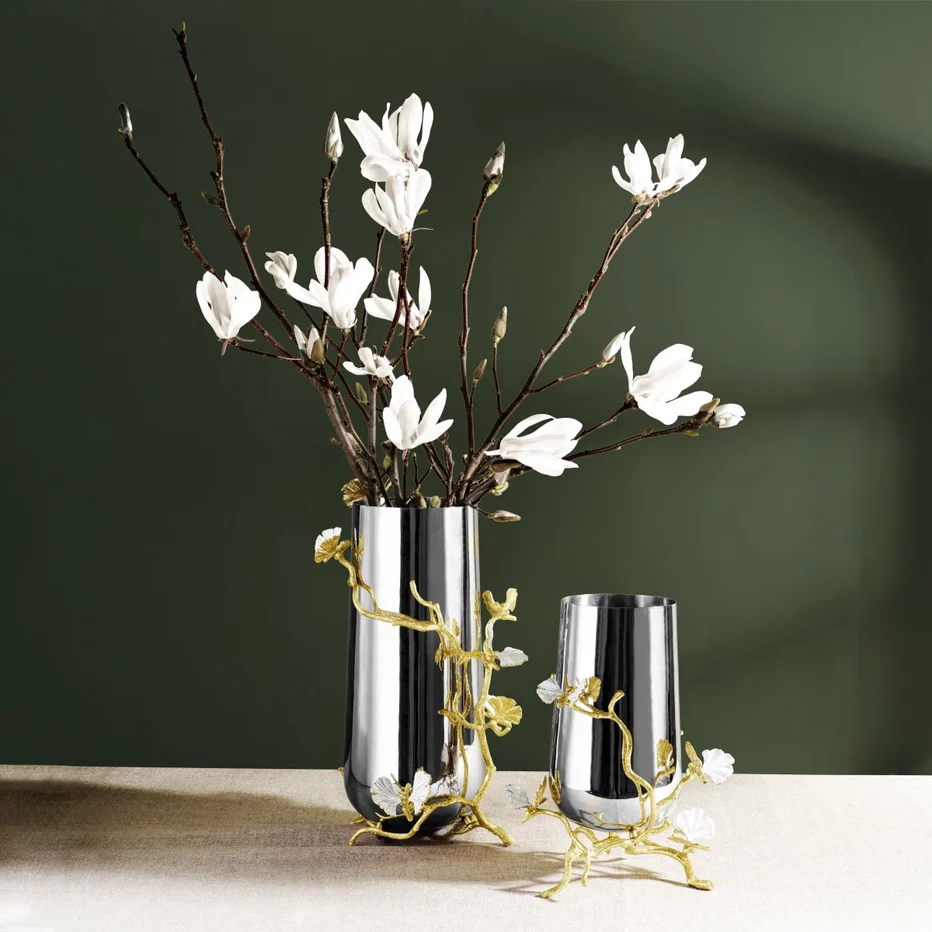 Butterfly Ginkgo Gold Vase - Image 4