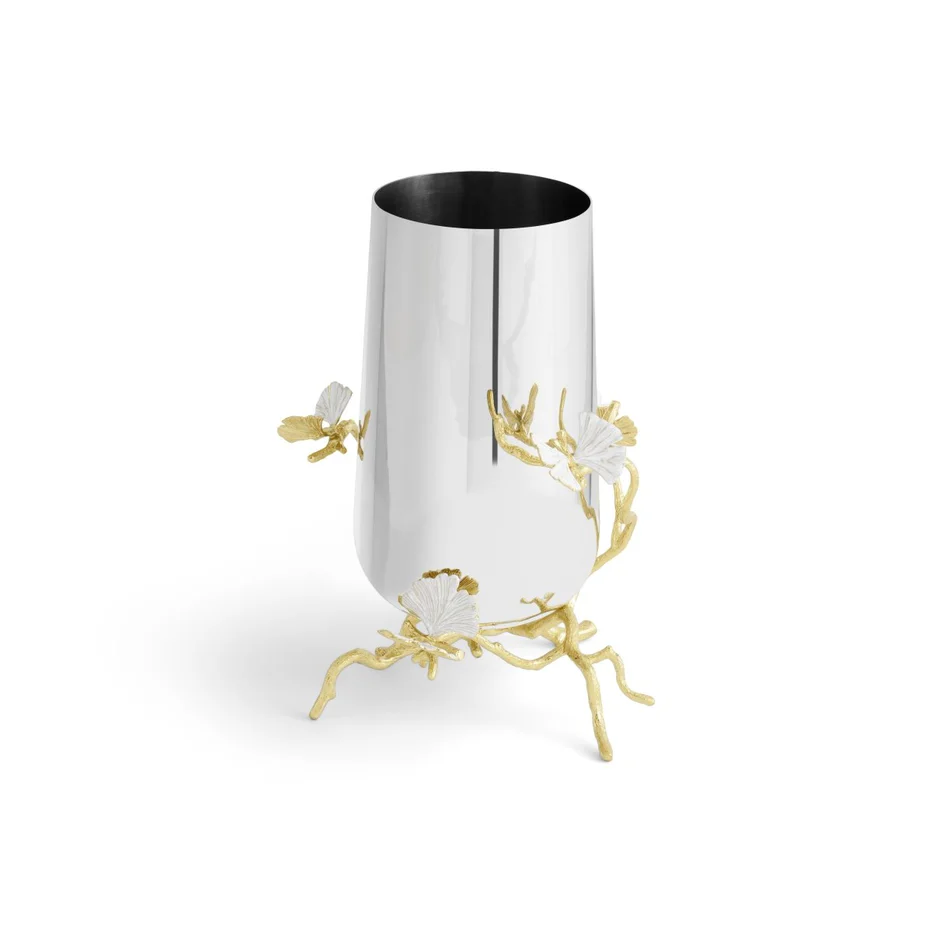 Butterfly Ginkgo Gold Vase - Image 5