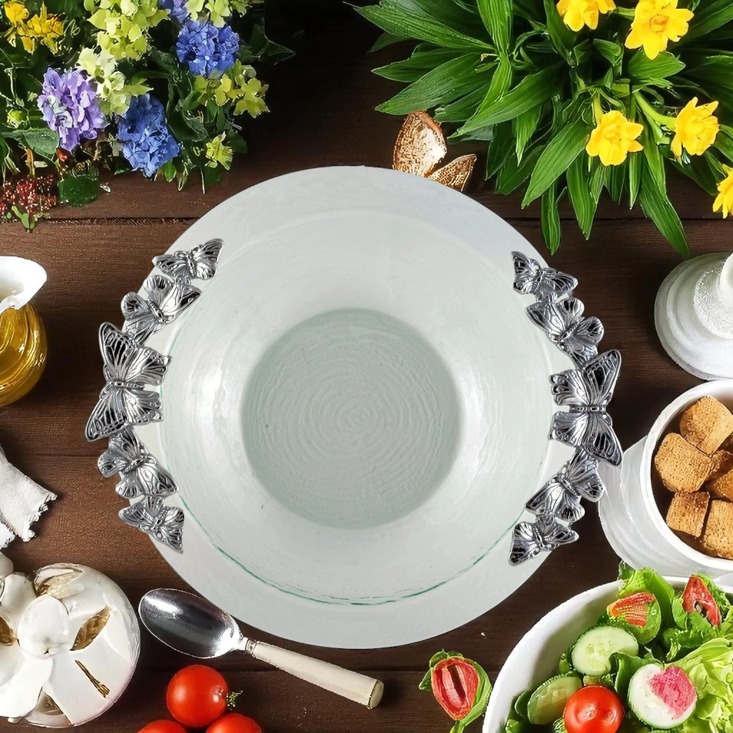 Butterfly Glass Salad Bowl - Image 3