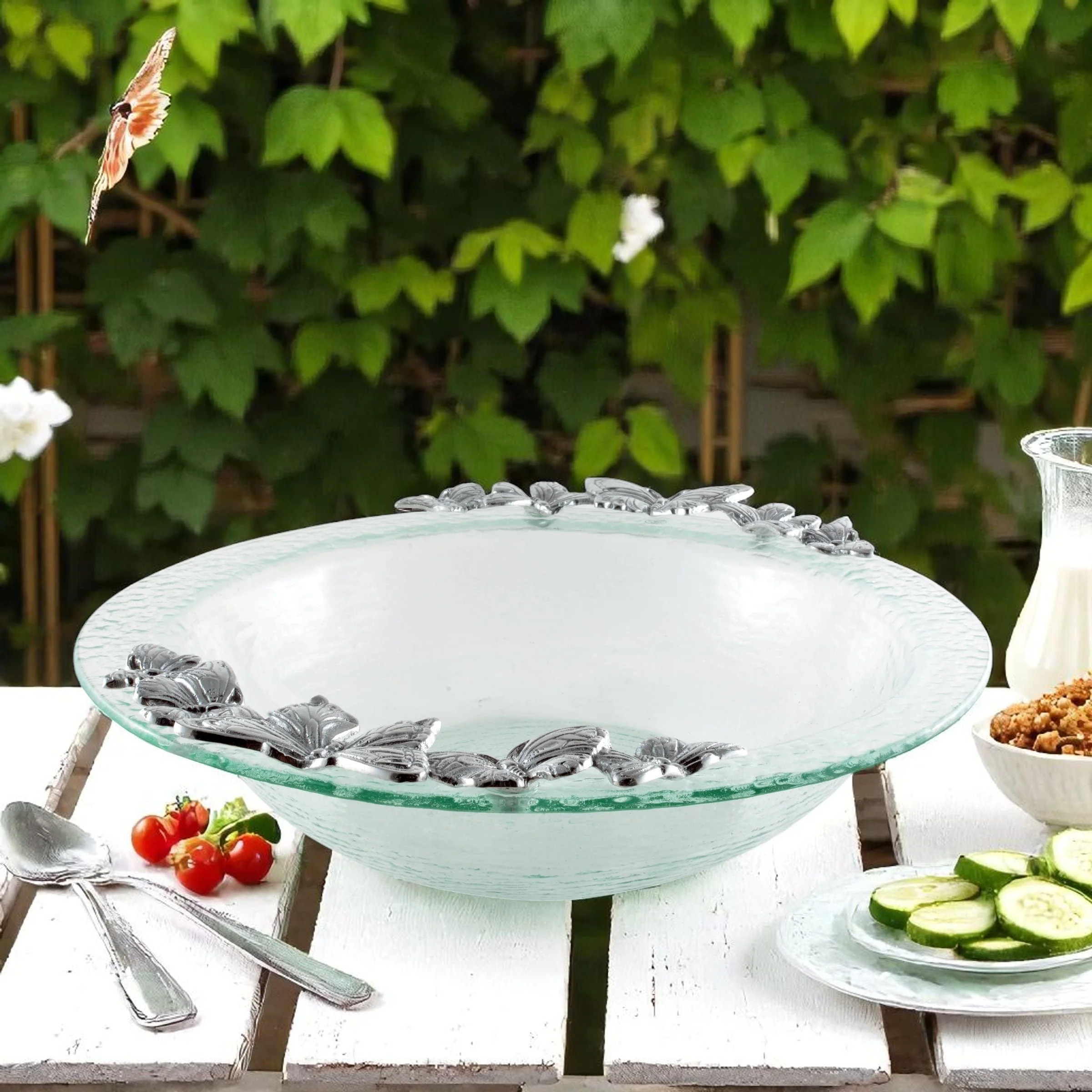 Butterfly Glass Salad Bowl - Image 4