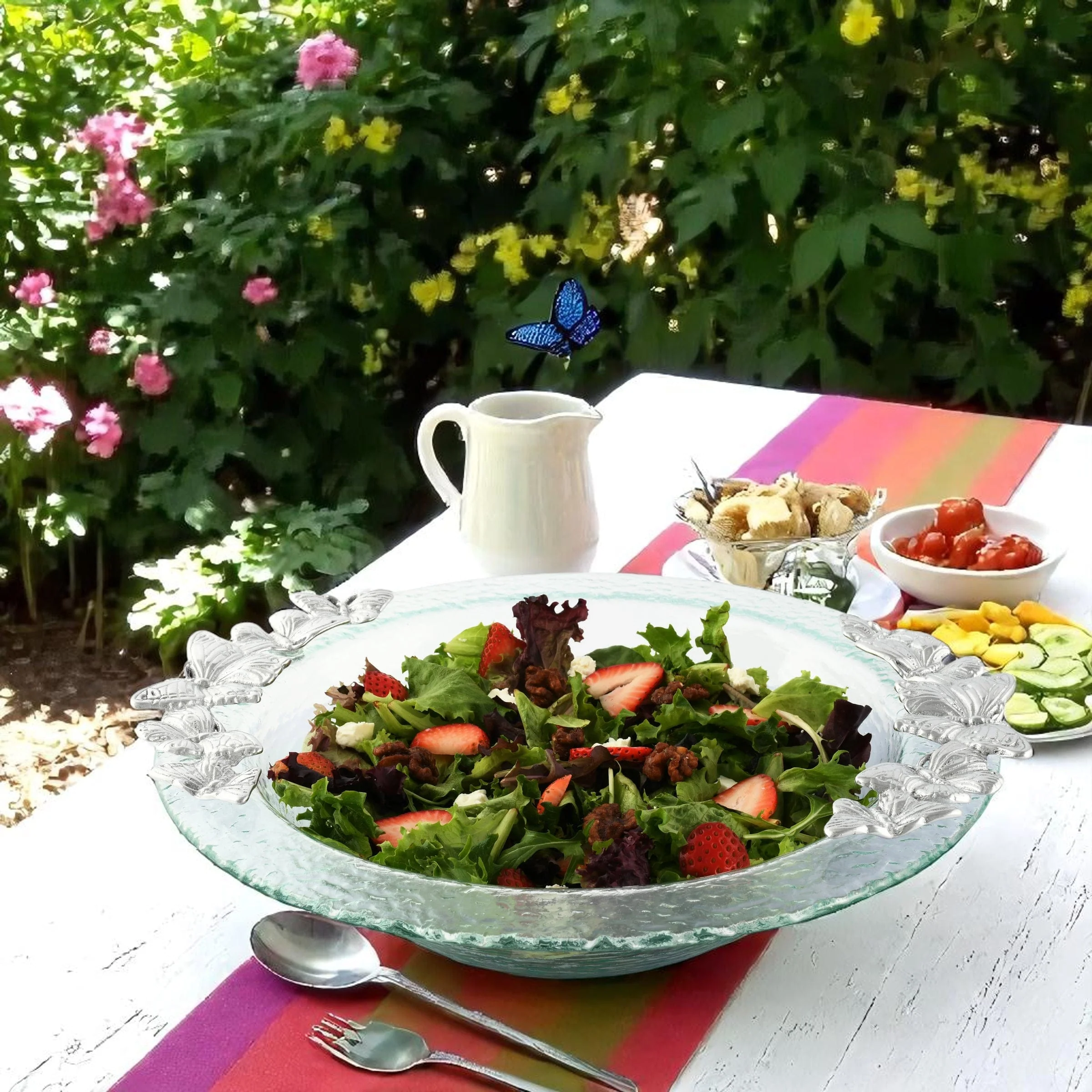Butterfly Glass Salad Bowl - Image 5