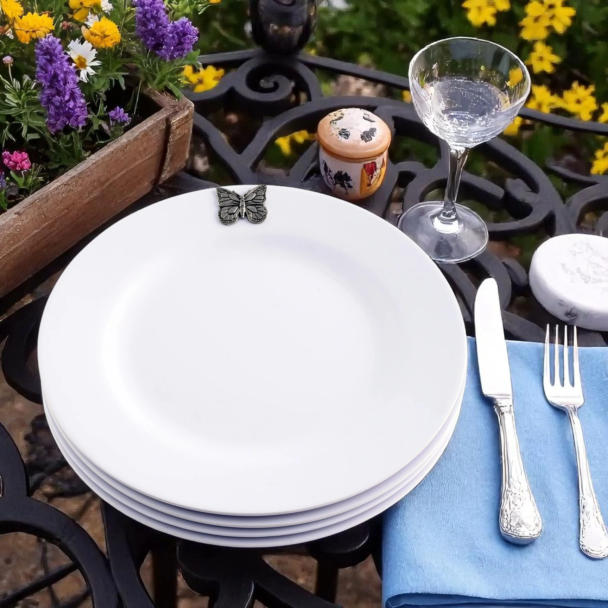 Butterfly Melamine Lunch Plates - Set of 4 - Image 3