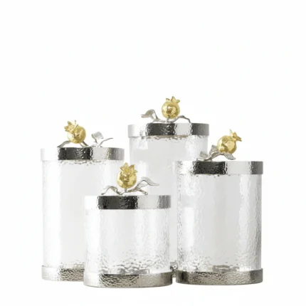 Pomegranate Silver & Gold Canisters