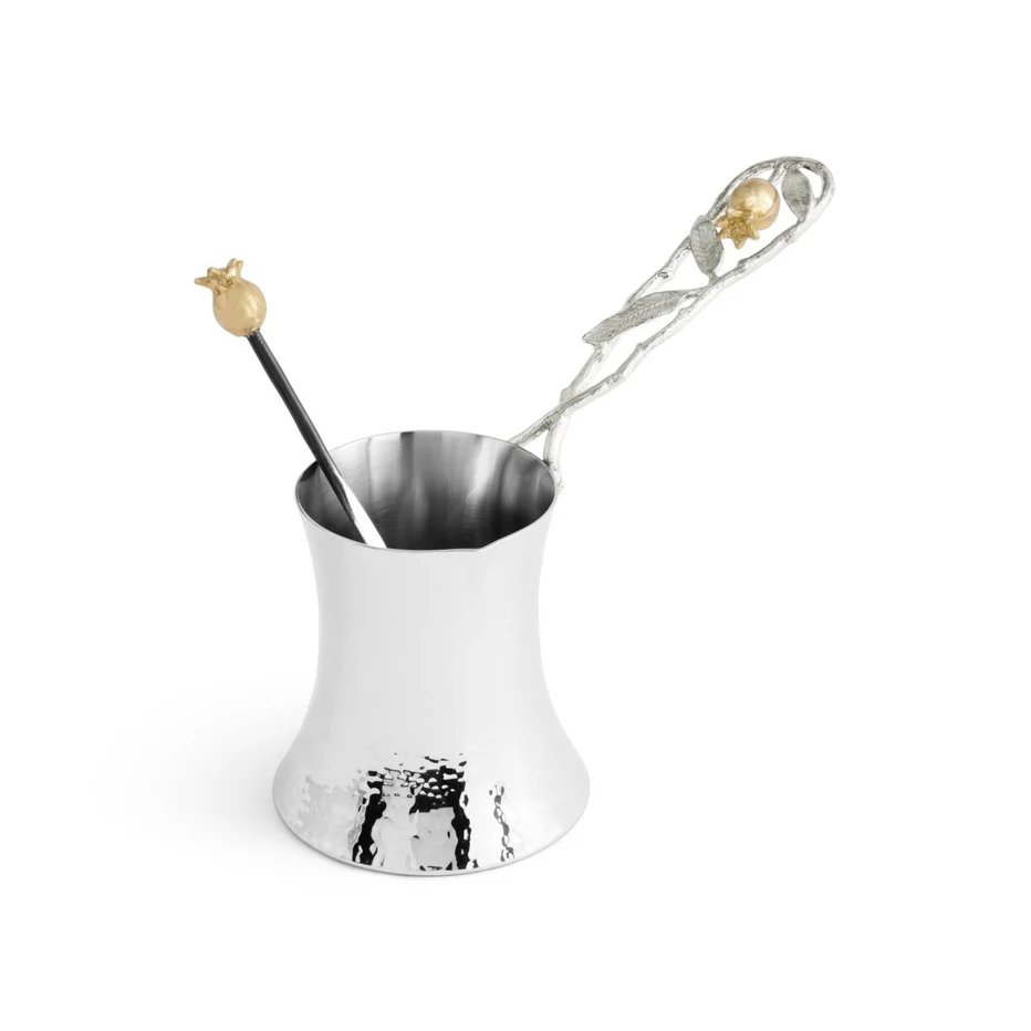 Pomegranate Silver & Gold Coffee Pot w/ Spoon - Image 5