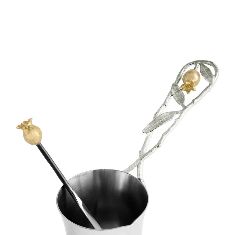 Pomegranate Silver & Gold Coffee Pot w/ Spoon - Image 6
