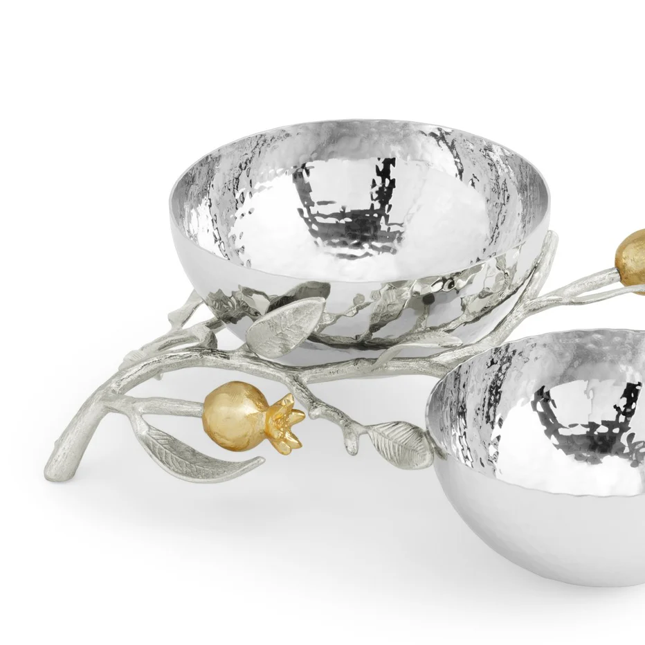 Pomegranate Silver & Gold Double Bowl - Image 4