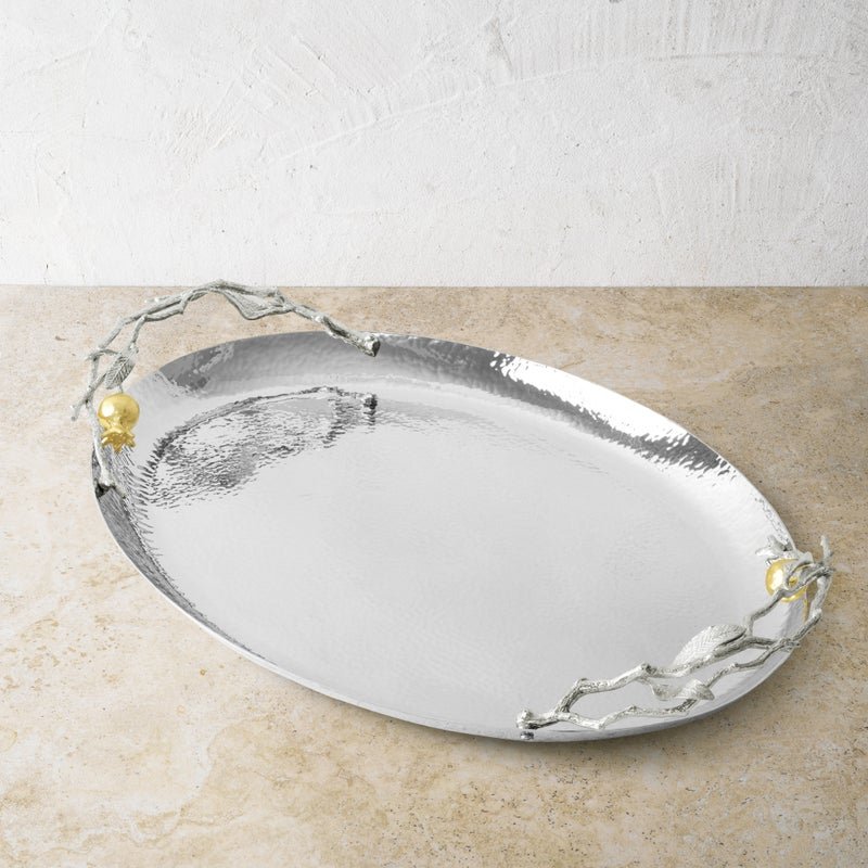 Pomegranate Silver & Gold Oval Tray - Image 2