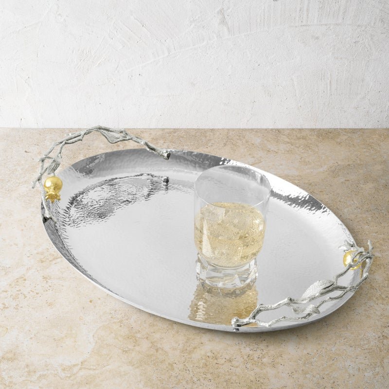 Pomegranate Silver & Gold Oval Tray - Image 3