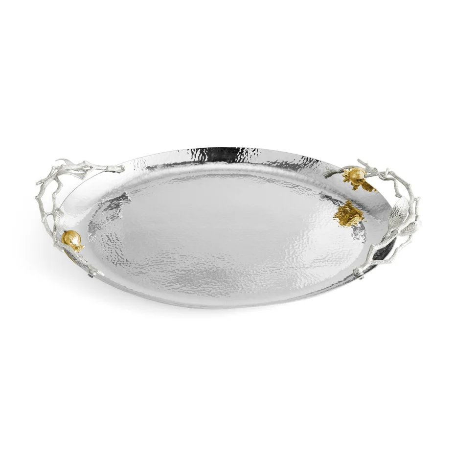 Pomegranate Silver & Gold Oval Tray - Image 4