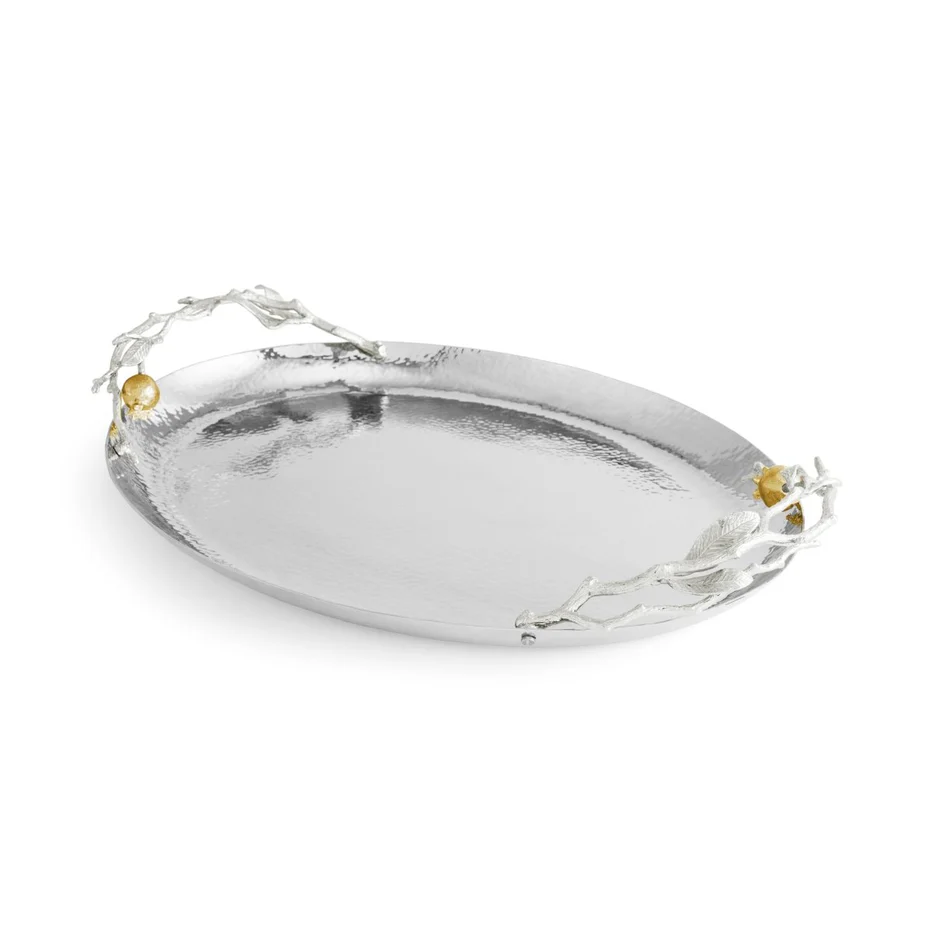 Pomegranate Silver & Gold Oval Tray - Image 5