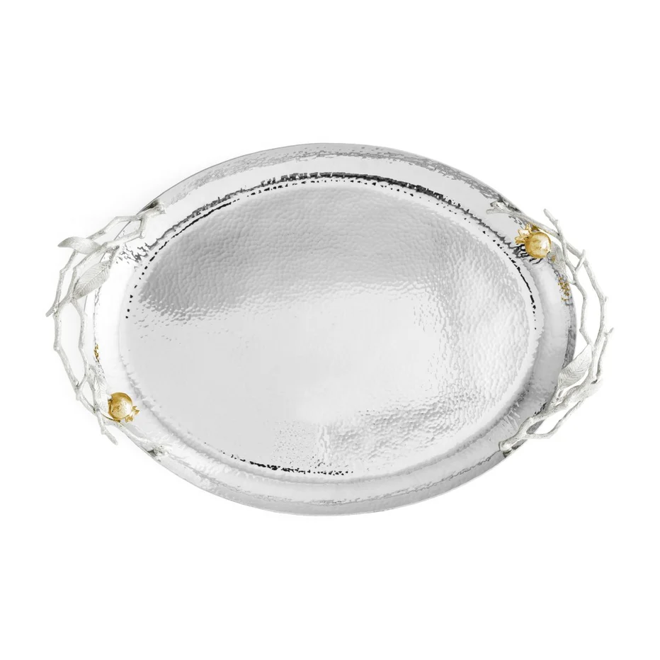 Pomegranate Silver & Gold Oval Tray - Image 7