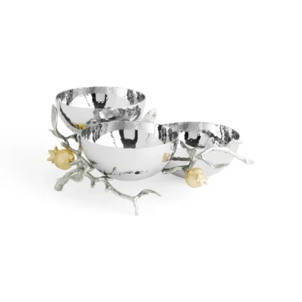 Pomegranate Silver & Gold Triple Bowl