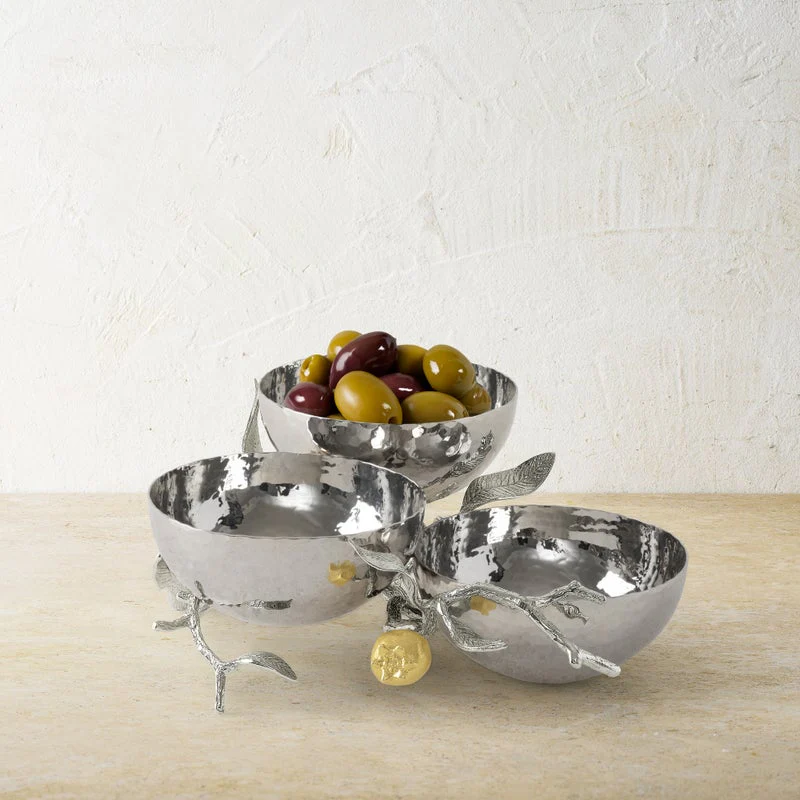 Pomegranate Silver & Gold Triple Bowl - Image 3