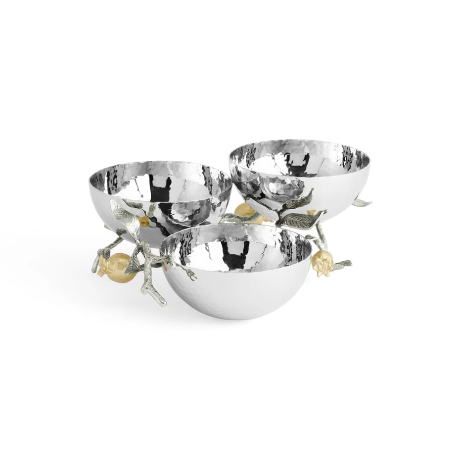 Pomegranate Silver & Gold Triple Bowl - Image 4