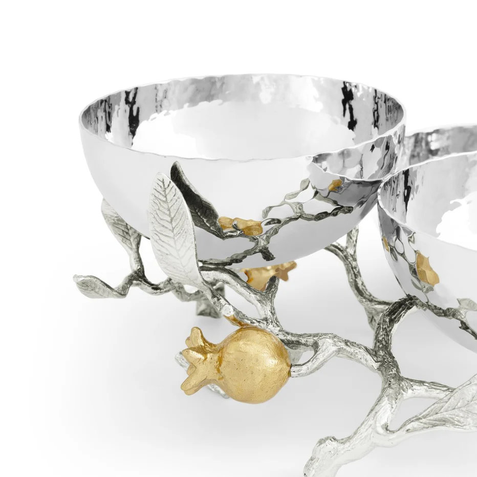 Pomegranate Silver & Gold Triple Bowl - Image 6