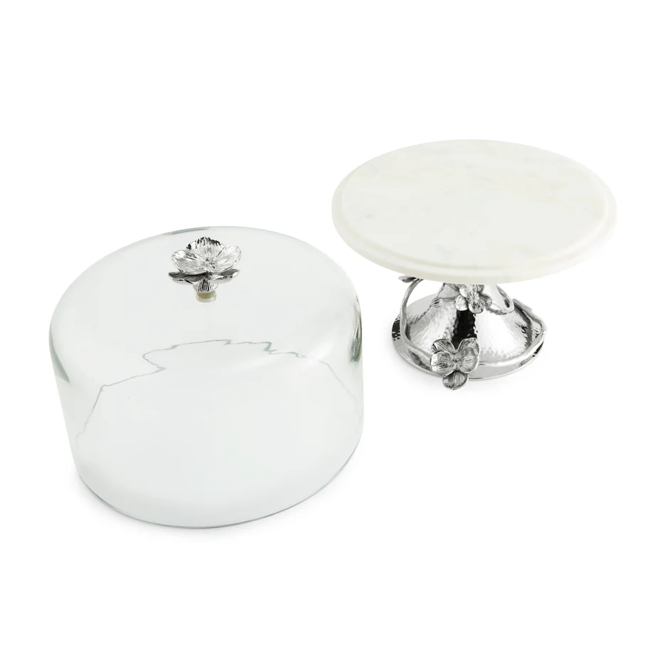 White Orchid Cake Stand with Dome - Image 2