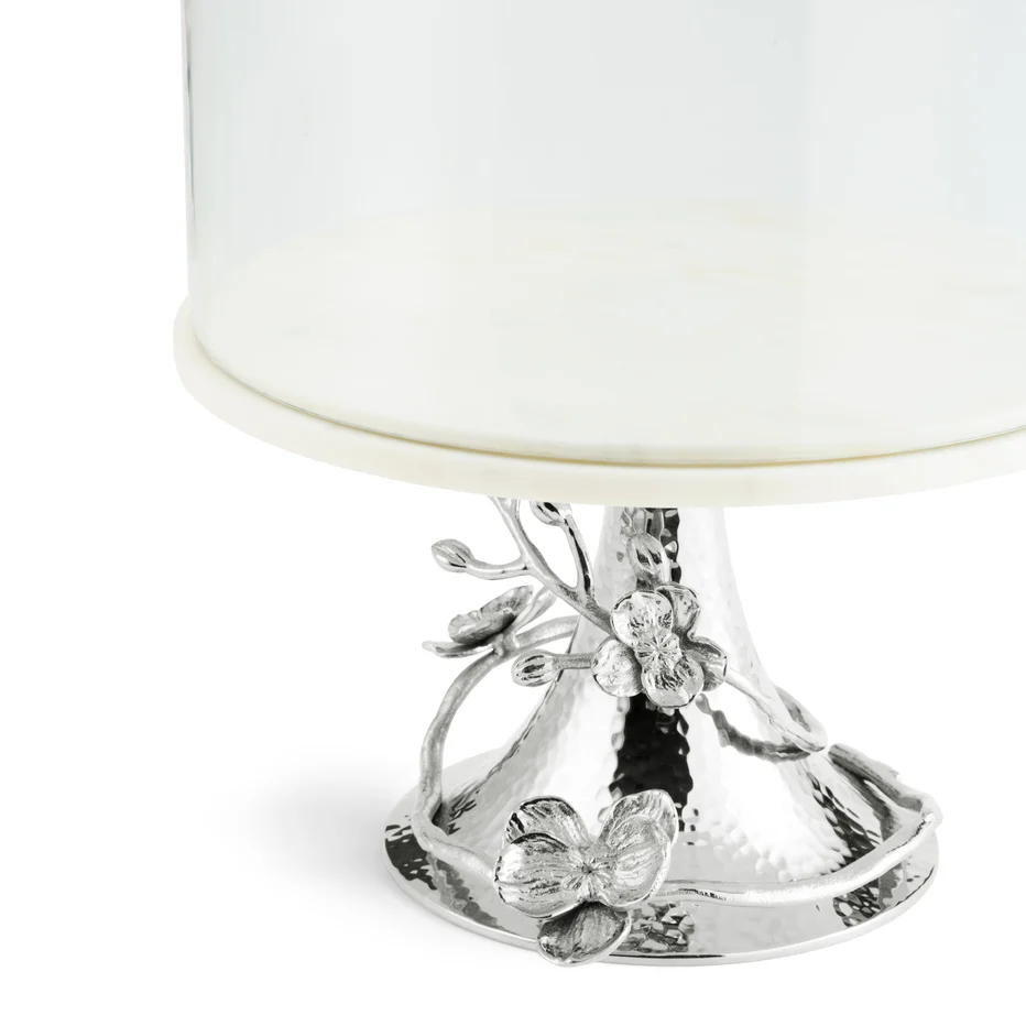 White Orchid Cake Stand with Dome - Image 4