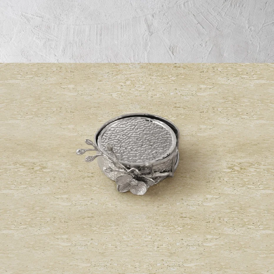 White Orchid Drink Coaster Set - Image 2