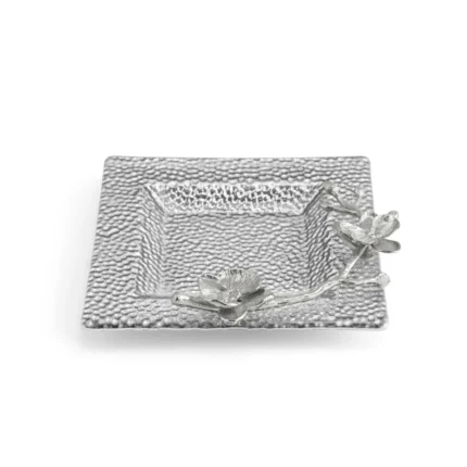 White Orchid Glass Snack Dish