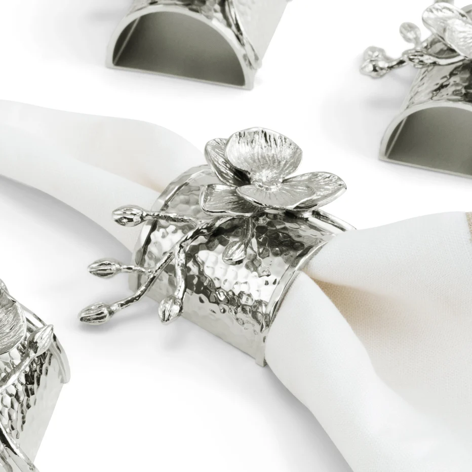 White Orchid Napkin Ring Set - Image 2