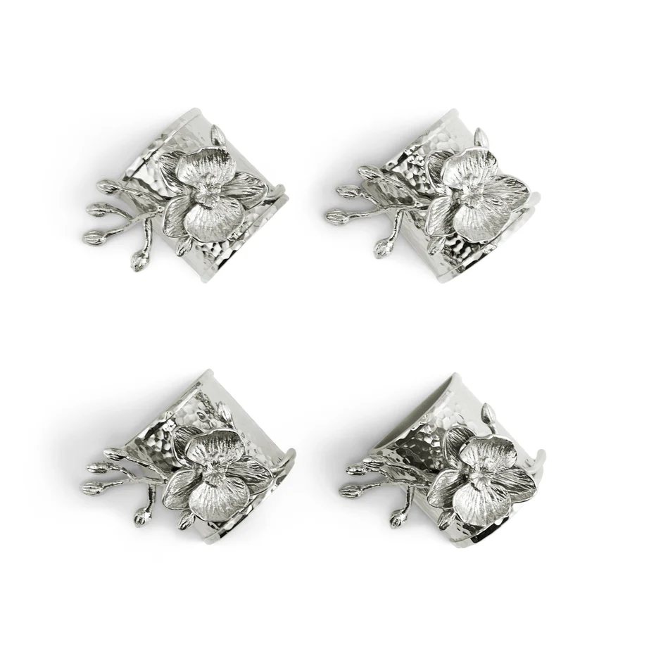 White Orchid Napkin Ring Set - Image 3