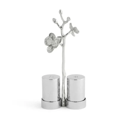 White Orchid Salt & Pepper Set - Silver