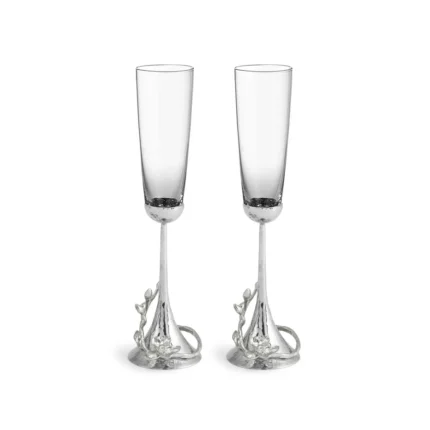 White Orchid Toasting Flute Set