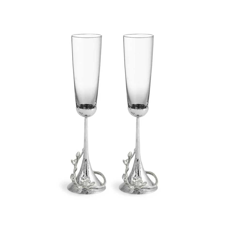 White Orchid Toasting Flute Set