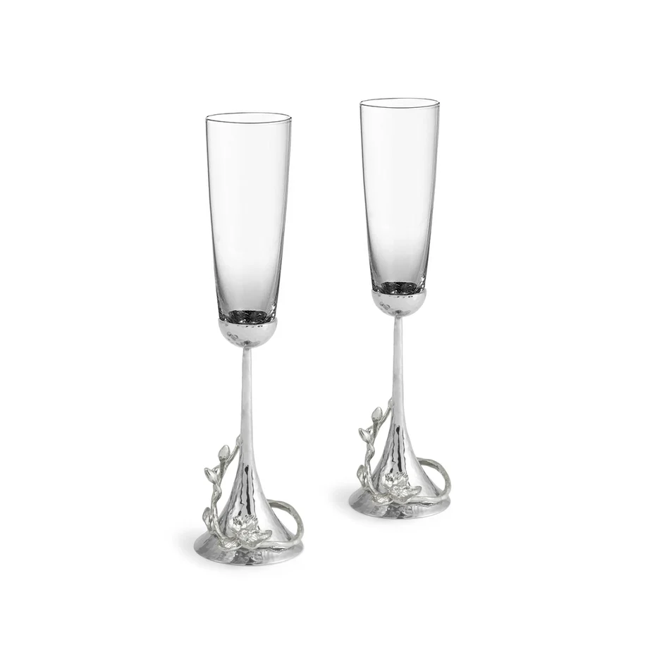 White Orchid Toasting Flute Set - Image 4
