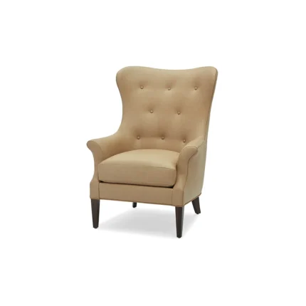 Massoud Jameson 33 Inches W Tuffed Full Grain Leather Wingback