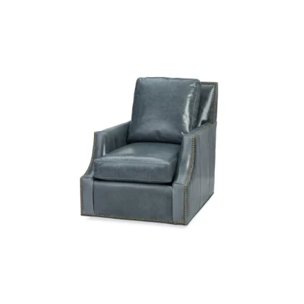Massoud Lola 34 inches W Full Grain Leather Swivel Armchair