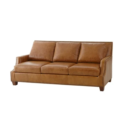 Massoud Lola Genuine Leather Recessed Arm Sofa