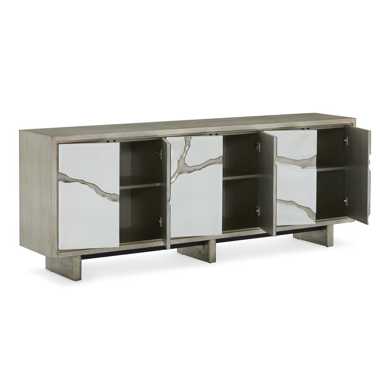 Ravine Six-Door Credenza, Silver - Image 2