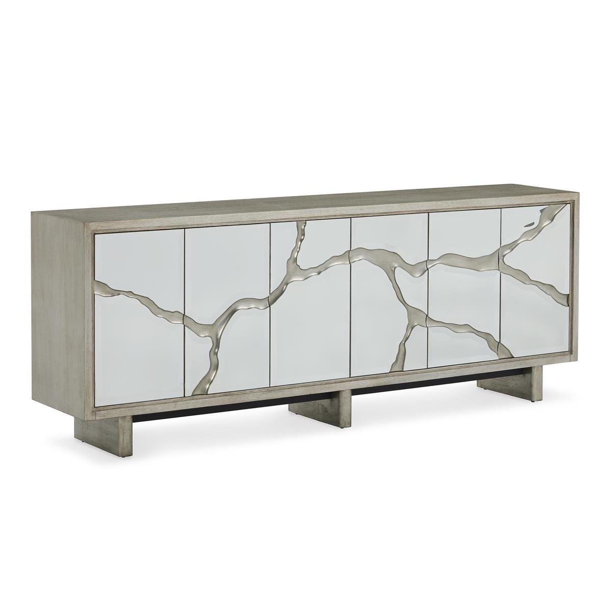 Ravine Six-Door Credenza, Silver