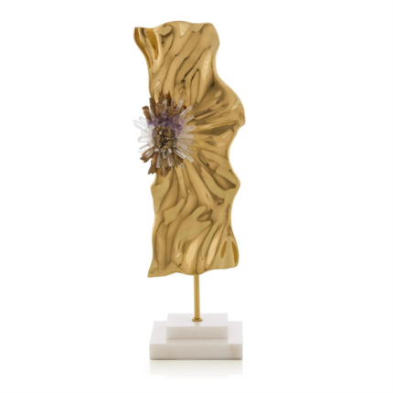 John Richard Abstract Ore Sculpture on Marble - Brass